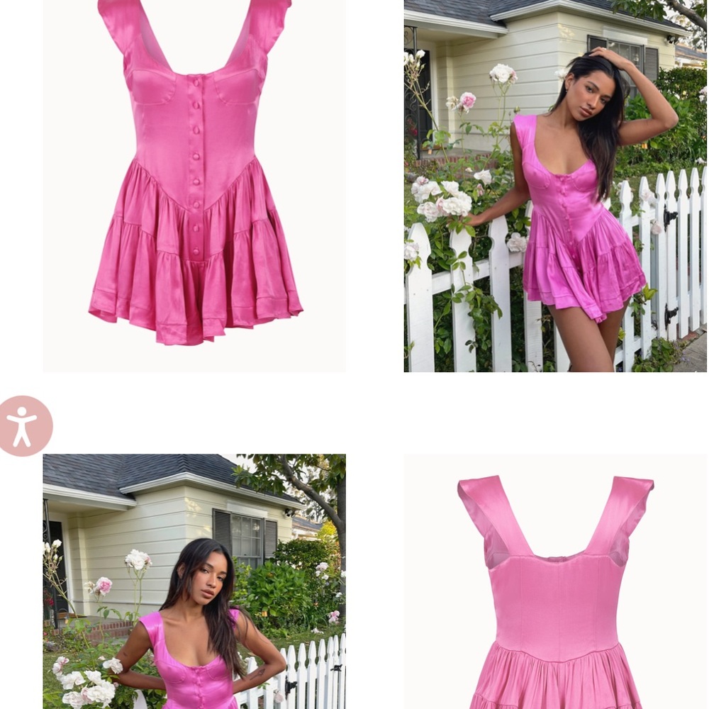 Vanessa Mooney Elisabeth romper dress hot pink satin